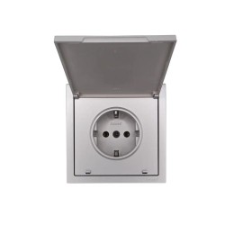 Розетка 1-мест. с/з с крышкой ПБТ СП ZIMA IP20 16А безвинт. зажим сер. матов. LEZARD 704-7488-123BQC