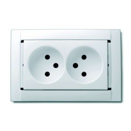 Розетка 2-м СП Simon34 без заземл. бел. Simon 34457-30
