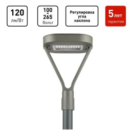 Светильник светодиодный SPP-505-0-50K-050 50Вт 5000К IP65 6000лм КСС Д садово-парковый сер. Эра Б006