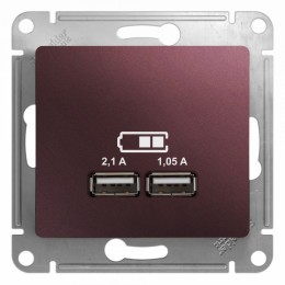 Systeme Electric Glossa Баклажановый Розетка USB 5В/2,1А, 2х5В/1,05А