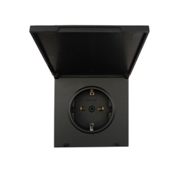 Розетка 1-мест. с/з с крышкой ПБТ СП ZIMA IP20 16А безвинт. зажим черн. бархат LEZARD 704-4288-123BQ