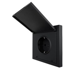 Розетка 1-мест. с/з с крышкой ПБТ СП ZIMA IP20 16А безвинт. зажим черн. бархат LEZARD 704-4288-123BQ