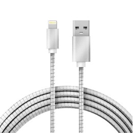 Кабель USB для iPhone 5/6/7 моделей шнур в металлической оплетке серебристый Rexant 18-4247