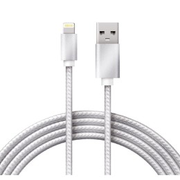 Кабель USB-Lightning 1м серебристая нейлоновая оплетка Rexant 18-7051