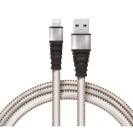Кабель USB-Lightning 2.4А 1м бел. нейлоновая оплетка Rexant 18-7056