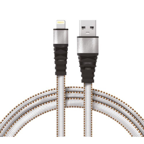 Кабель USB-Lightning 2.4А 1м бел. нейлоновая оплетка Rexant 18-7056