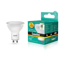 Лампа светодиодная LED7 GU10/830/GU10 7Вт рефлектор матовая 3000К тепл. бел. GU10 490лм 170-265В Cam
