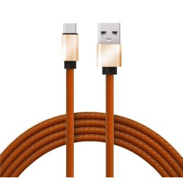 Кабель USB-Type-C 2А 1м коричневая кожаная оплетка Rexant 18-1897
