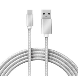 Кабель USB-Type-C 2А 1м серебристая нейлоновая оплетка Rexant 18-1899