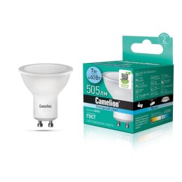 Лампа светодиодная LED7 GU10/845/GU10 7Вт рефлектор матовая 4500К бел. GU10 495лм 170-265В Camelion