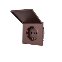 Розетка 1-мест. с/з с крышкой ПБТ СП ZIMA IP20 16А безвинт. зажим шоколад LEZARD 704-7388-123BQC