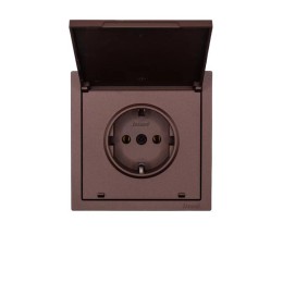 Розетка 1-мест. с/з с крышкой ПБТ СП ZIMA IP20 16А безвинт. зажим шоколад LEZARD 704-7388-123BQC