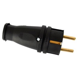 Вилка 16А прямая каучуковая с/з модель В16-001 Sb1-PZ Black черн. Volsten 14428