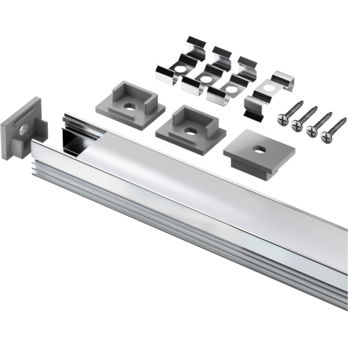 Профиль алюминиевый 95 327 NPR-02-SET накладной с рассеивателем (поликарбонат) для СД ленты NAVIGATO