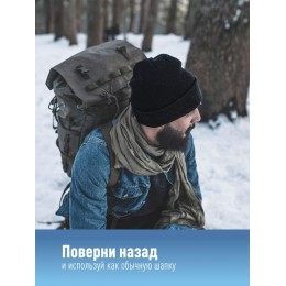 Шапка с фонариком 215х205х5 черн. (фонарь 66х50х15мм снимается; аккум. 3.7В/200мА.ч) 3 режима свечен