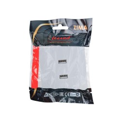 Розетка 2-мест. USB разъем СП ZIMA IP20 бел. LEZARD 704-0288-192