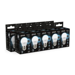 Лампа светодиодная Black 7Вт P45 шар 4100К нейтр. бел. E27 550лм шаг. диммир. GAUSS 105102207-S