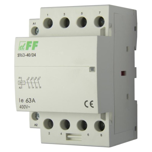 Контактор ST63-40/24 (4NO 6.4Вт 3 модуля монтаж на DIN-рейке 24В AC 63А IP20) F&F EA13.001.012