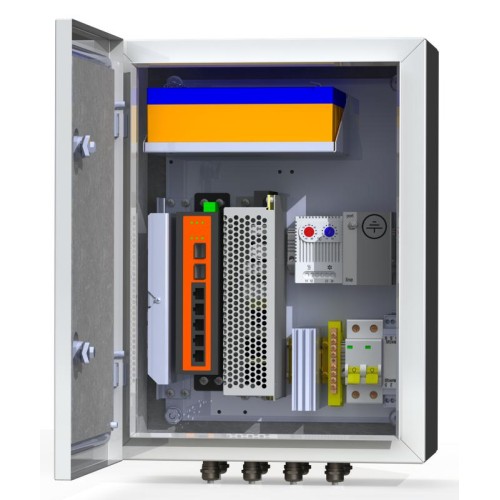 Термошкаф коммутационный 4хPoE 2хSFP 4хSC АКБ 4х12В 2.2А/ч IP66 300х400х210мм 6 УТП 4КУ AКБ 2А Maste