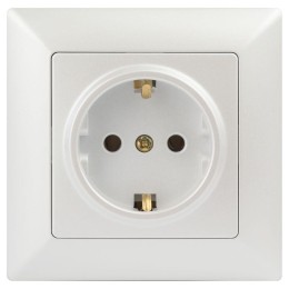 Розетка 1-м СП Solo 4-202-06 16А 250В IP20 2P+E Schuko с заземл. перламутр Intro Б0053654