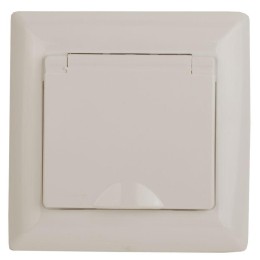 Розетка 1-м СП Solo 4-203-02 16А 250В IP20 2P+E Schuko с заземл. защ. крышка слон. кость Intro Б0053