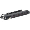 Блок розеток 6 мест PDU C19 с фиксатором вилки с автоматом на 16А 1.5U кабель 3м вилка нем. станд. а