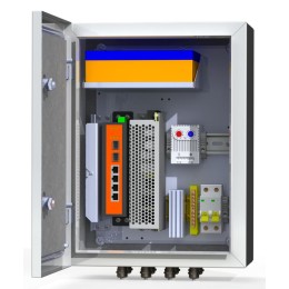 Термошкаф коммутационный 4хPoE 2хSFP 4хSC АКБ 4х12В 2.2А/ч IP66 300х400х210мм 6 УТП 4К ГЗ AКБ 2А Mas