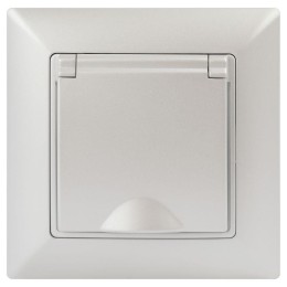 Розетка 1-м СП Solo 4-203-06 16А 250В IP20 2P+E Schuko с заземл. защ. крышка перламутр Intro Б005366