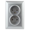 Розетка 2-м СП Solo 4-204-03 2х2P 16А 250В IP20 без заземл. алюм. Intro Б0053668