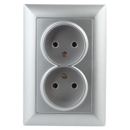Розетка 2-м СП Solo 4-204-03 2х2P 16А 250В IP20 без заземл. алюм. Intro Б0053668