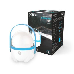 Фонарь кемпинговый аккумуляторный GFL 5Вт 380лм IP20 аккум. Li-ion 3600мА.ч диммир. голуб. GAUSS GF0