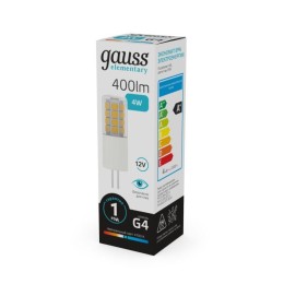 Лампа светодиодная Elementary 4Вт капсульная 4100К нейтр. бел. G4 400лм DC 12В GAUSS 10724
