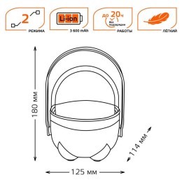 Фонарь кемпинговый аккумуляторный GFL 5Вт 380лм IP20 аккум. Li-ion 3600мА.ч диммир. оранж. GAUSS GF0