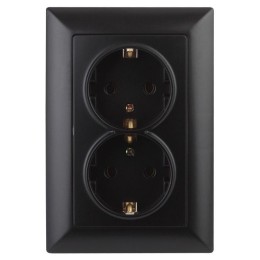 Розетка 2-м СП Solo 4-205-05 16А 250В IP20 2х2P+E Schuko с заземл. антрацит Intro Б0053677