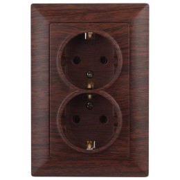 Розетка 2-м СП Solo 4-205-10 16А 250В IP20 2х2P+E Schuko с заземл. венге Intro Б0053679