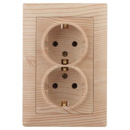 Розетка 2-м СП Solo 4-205-11 16А 250В IP20 2х2P+E Schuko с заземл. сосна Intro Б0053680