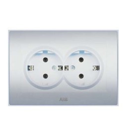 Розетка 2-м СП 1мод. Cosmo 16А IP20 с заземл. алюм. ABB 632-011000-907