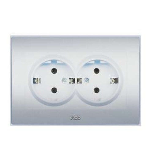 Розетка 2-м СП 1мод. Cosmo 16А IP20 с заземл. алюм. ABB 632-011000-907