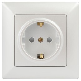 Розетка 1-м СП Solo 4-206-06 16А 250В IP20 2P+E Schuko с заземл. защ. шторки перламутр Intro Б005368