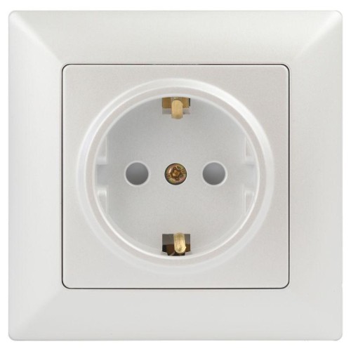 Розетка 1-м СП Solo 4-206-06 16А 250В IP20 2P+E Schuko с заземл. защ. шторки перламутр Intro Б005368