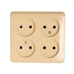 Розетка 4-м ОП Этюд 16А IP20 250В без заземл. без защ. шторок крем. SE PA16-205K