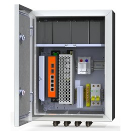 Термошкаф коммутационный 4хPoE 2хSFP 4хSC АКБ 4х12В 7А/ч IP66 300х400х210мм 6 УТП 4К АКБ 7А Masterma