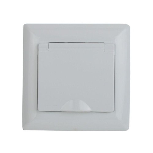 Розетка 1-м СП Solo 4-207-01 16А 250В IP20 2P+E Schuko с заземл. защ. шторки защ. крышка бел. Intro
