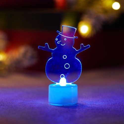 Фигура светодиодная "Снеговик в шляпе" 10см 1LED RGB 0.1Вт 4.5В IP20 на подставке элементы питания 3