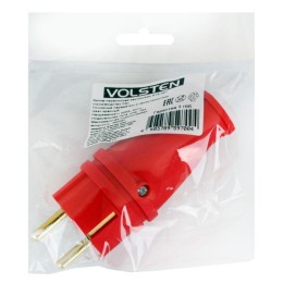 Вилка 16А прямая каучуковая с/з модель В16-001 Sb1-PZ Red красн. Volsten 14429