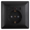 Розетка 1-м СП Solo 4-410-05 P+E Schuko 16А 250В + 2хUSB IP20 с заземл. защ. шторки антрацит Intro Б