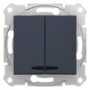 Выключатель 2-кл. СП Sedna 10А IP20 (сх. 5) 250В с подсветкой графит SchE SDN0300370