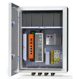 Термошкаф коммутационный 4хPoE 2хSFP 4хSC АКБ 4х12В 7А/ч IP66 300х400х210мм 6 УТП 4К ГЗ AКБ 7А Maste