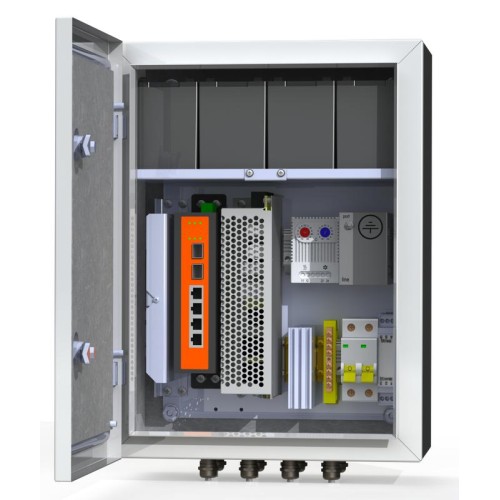 Термошкаф коммутационный 4хPoE 2хSFP 4хSC АКБ 4х12В 7А/ч IP66 300х400х210мм 6 УТП 4К ГЗ AКБ 7А Maste