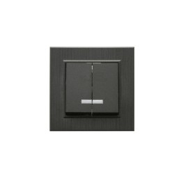 Выключатель 2-клав. с подсветкой Karea LINE STAR дым. металлик Makel 86050023